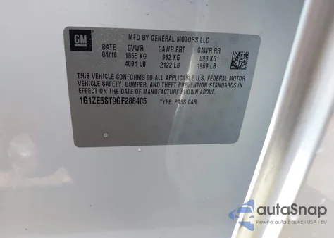 2016 Chevrolet Malibu Lt z USA, uszkodzony, nr VIN 1G1ZE5ST9GF288405